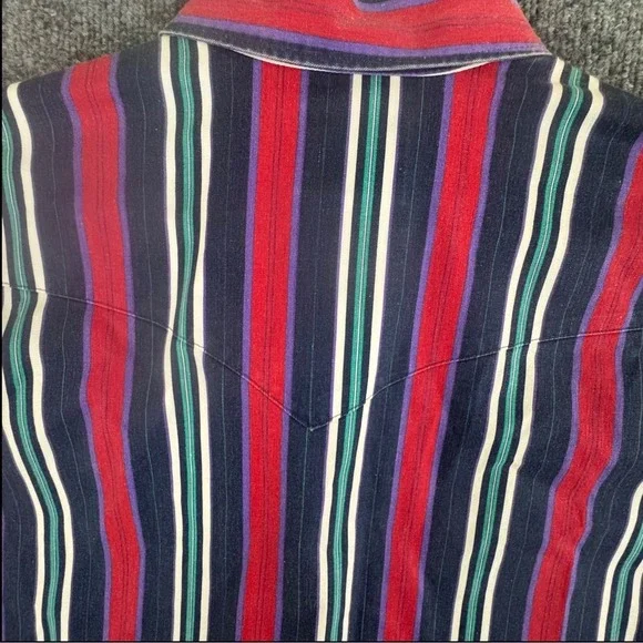 Vtg Wrangler Brushpopper Cowboy Size XL Rodeo Western stripe/ color block 90s